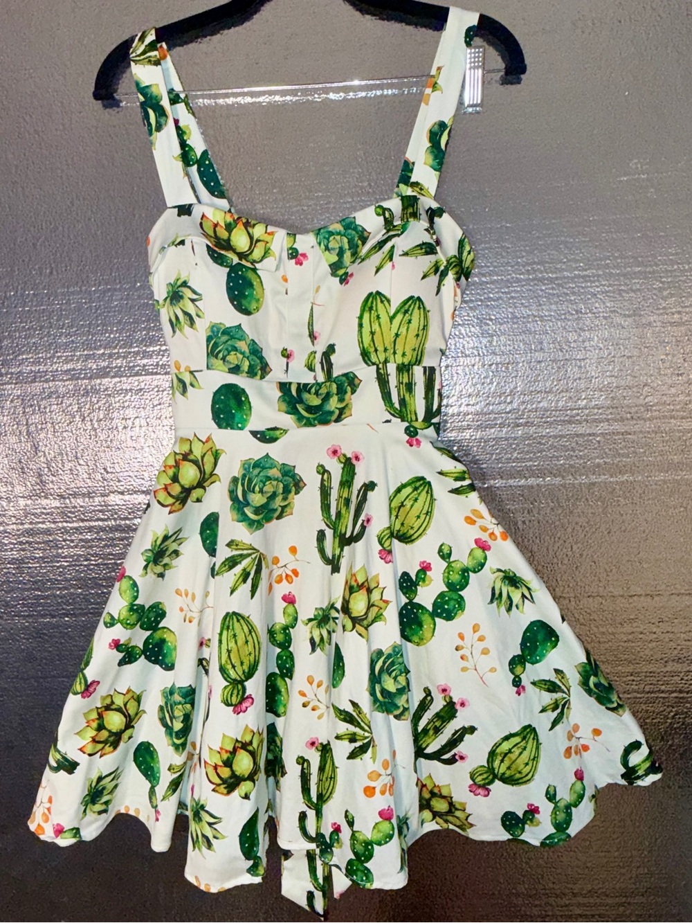 Ixia Retro Cactus Succulent Fit Flare Dress Pinup Rockabilly  USA garden chic